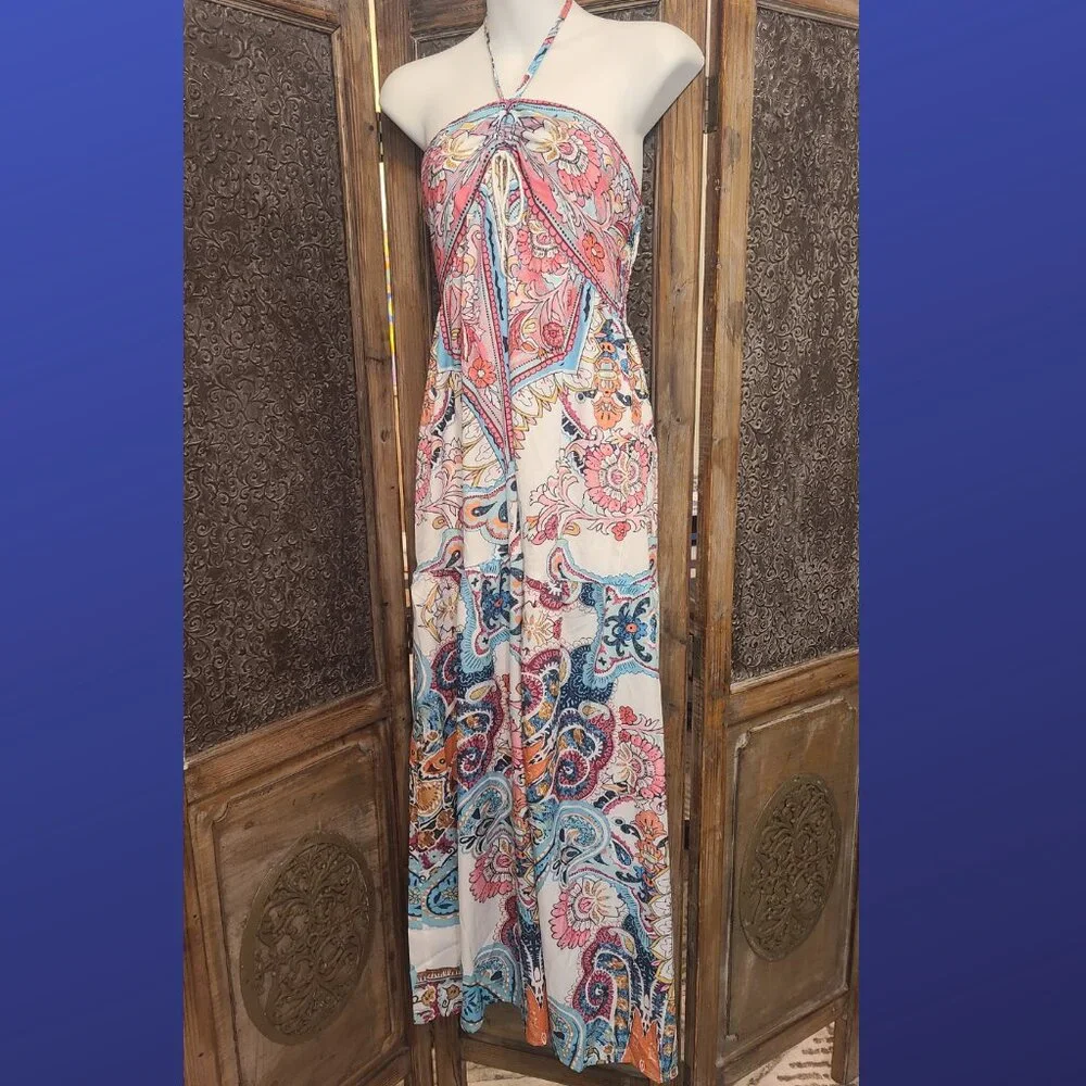 Paisley Print Halter Maxi Dress – Size M (6) - Picture 2 of 10